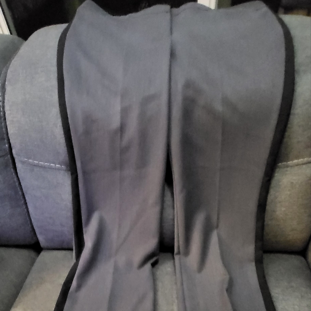 Size 16 grey dress pants with black stripes down side of legs. NWOT